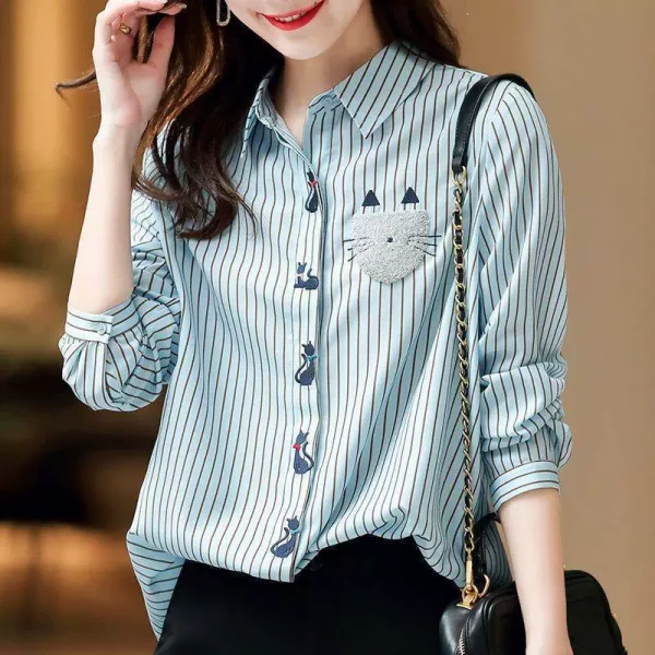 Striped blue long-sleeved shirt SV34