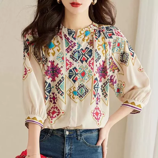 Luxury printed chiffon shirt SV32