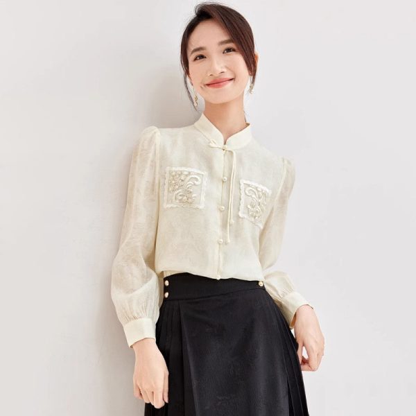 Long-sleeved half-high collar buttoned horse face skirt BSG17