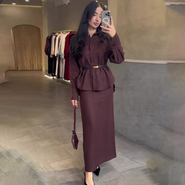 Solid color elegant style temperament shirt skirt suit BSG62